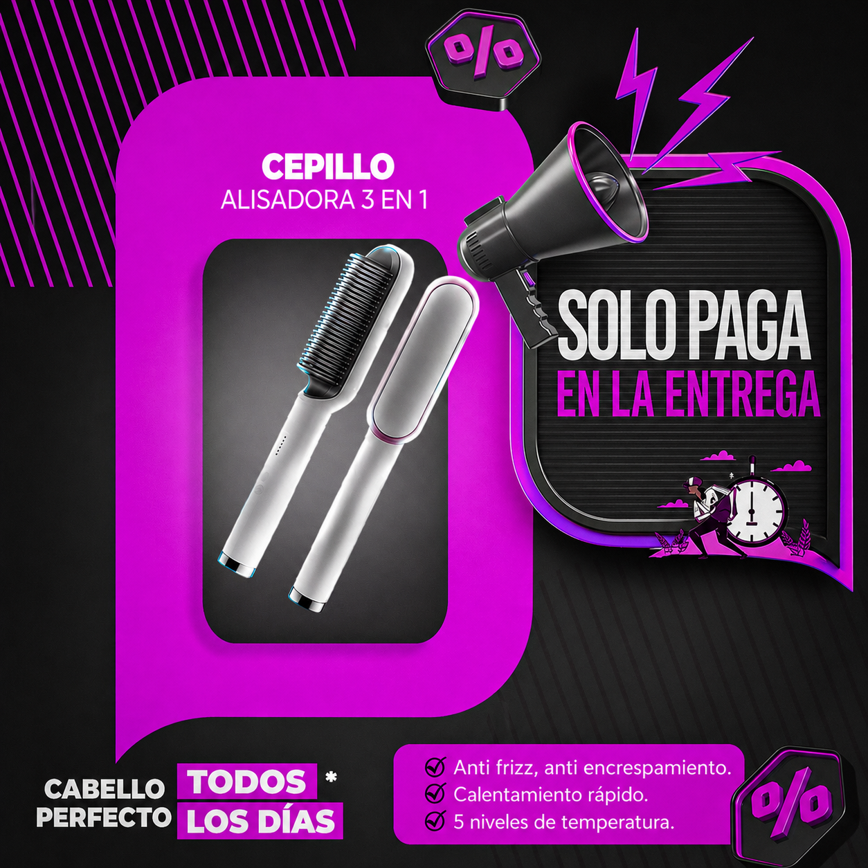 Plancha Peine Cepillo Ionico Alisador De cabello